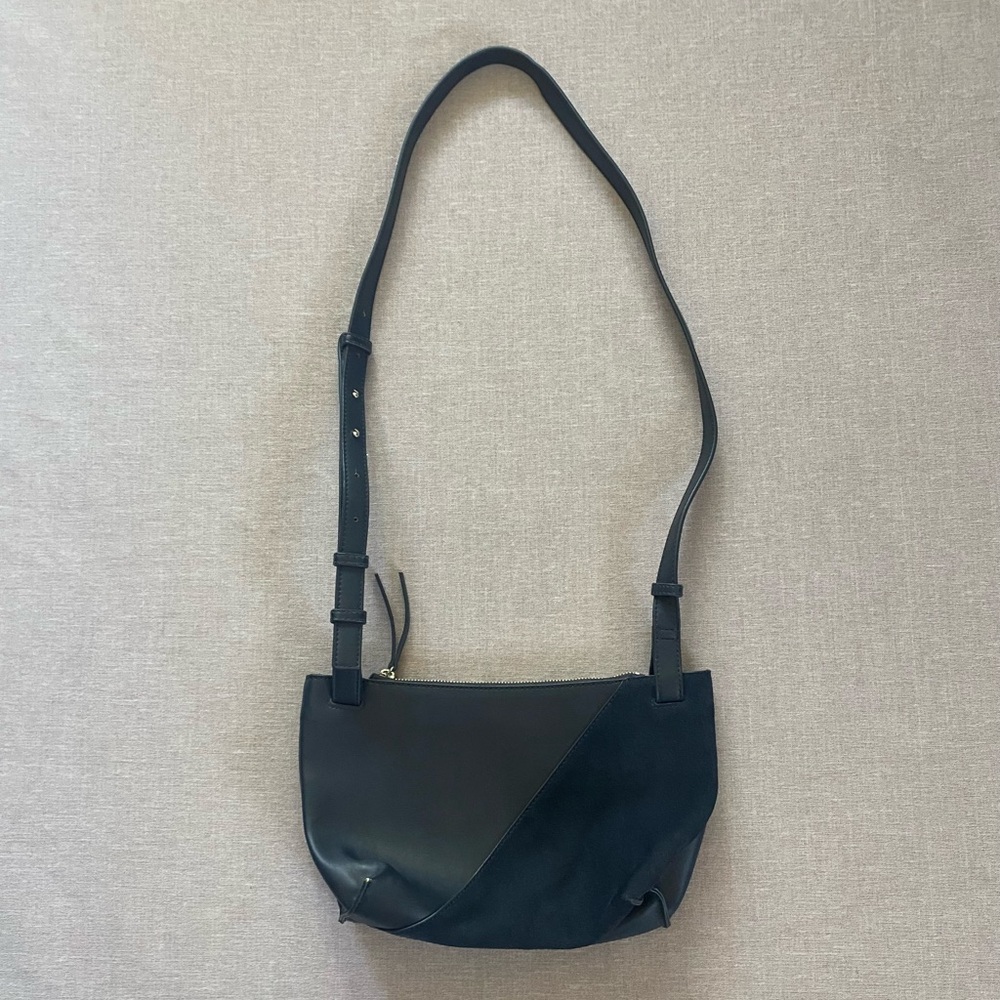 French Connection leather navy luxury work academic crossbody purse.